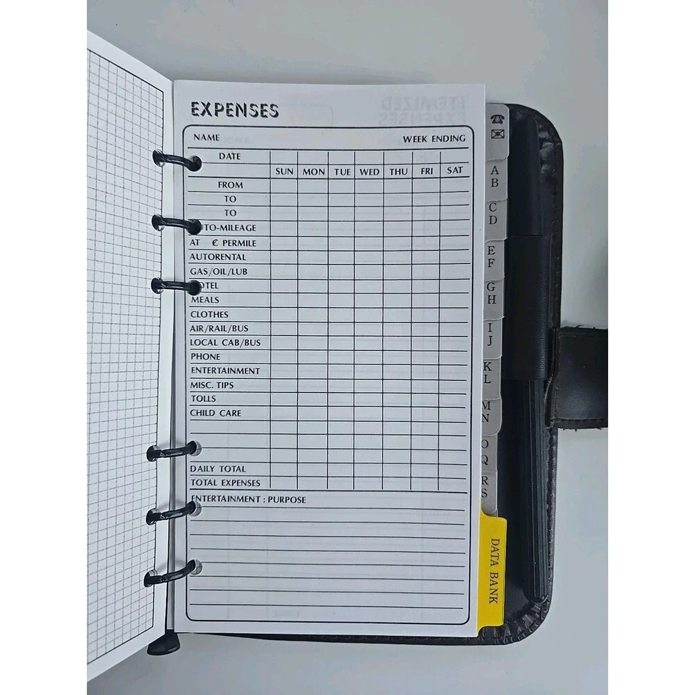 Vintage 80s  Day Timer Planner Fortune Dark Brown 6 Ring Minimal Use